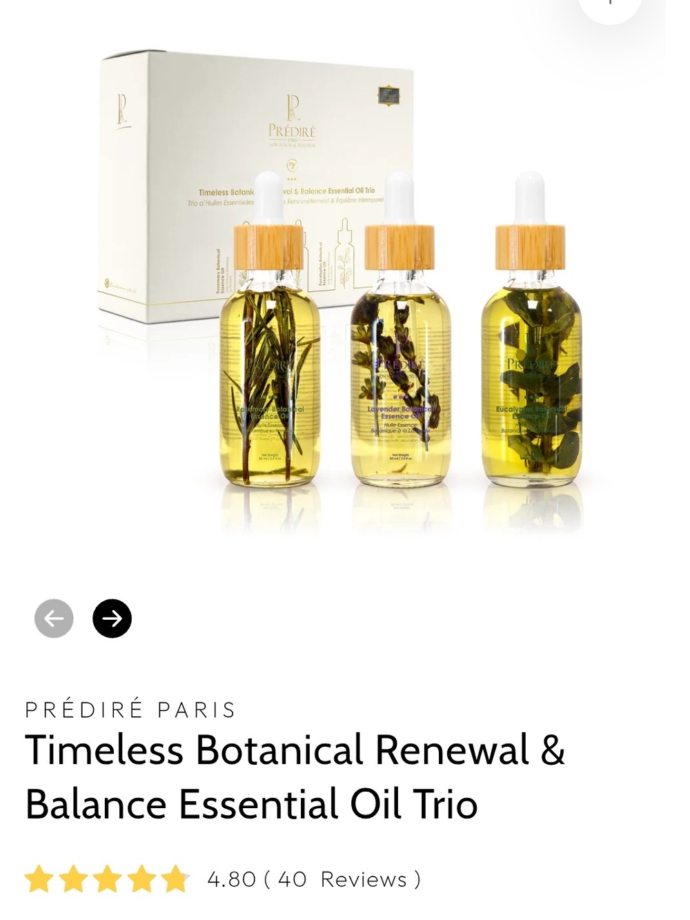Prédiré Paris Timeless Botanical Renewal & Balance Essential Oil Trio